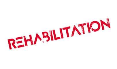 Rehabilitation rubber stamp. Grunge design with dust scratches. Effects can be easily removed for a clean, crisp look. Color is easily changed.