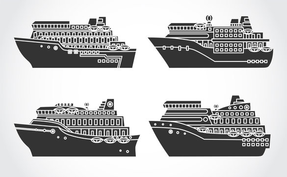 Vector set of cruise ships.