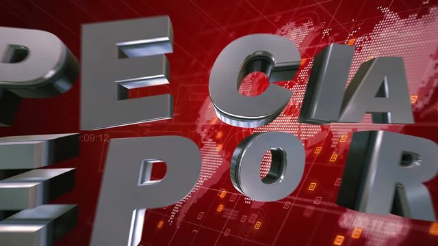 Special Report 3D Broadcast Animation Red World Map Background 4K