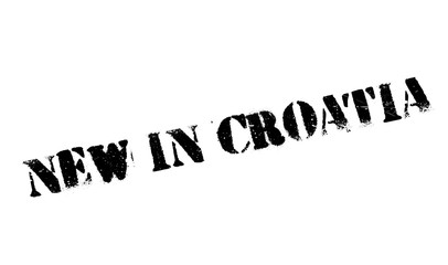 New In Croatia rubber stamp. Grunge design with dust scratches. Effects can be easily removed for a clean, crisp look. Color is easily changed.