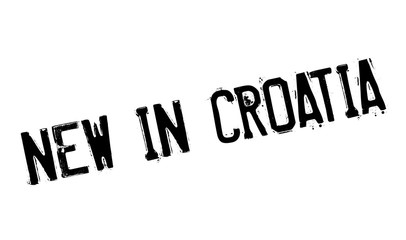 New In Croatia rubber stamp. Grunge design with dust scratches. Effects can be easily removed for a clean, crisp look. Color is easily changed.