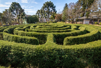 Green Labyrinth Hedge Maze (Labirinto Verde) at Main Square - Nova Petropolis, Rio Grande do Sul,...