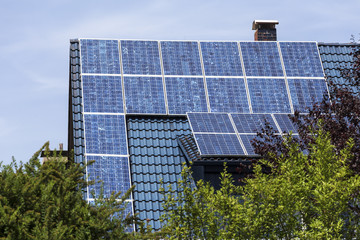 Solar cells on house roof