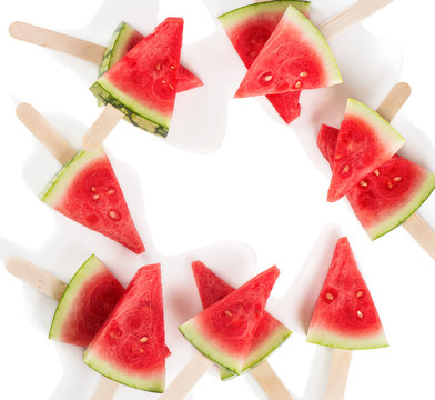 Watermelon slices, above view.