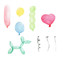 Balloons watercolor clip art, set, illustration, hand painted clip art, high quality, Birthday clip art, Holiday, Party, Wedding