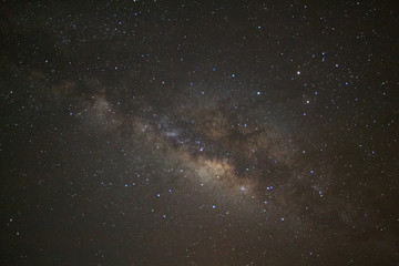 Milky way galaxy. Long exposure photograph.With grain