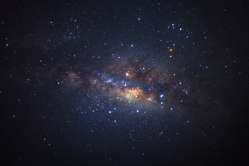 Milky way galaxy with stars and space dust in the universe, Long exposure photograph, with grain.
