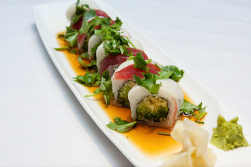 sushi roll with raw fish