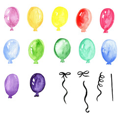 Balloons  hand painted watercolor clip art, party clip art, holiday, wedding, bridal shower