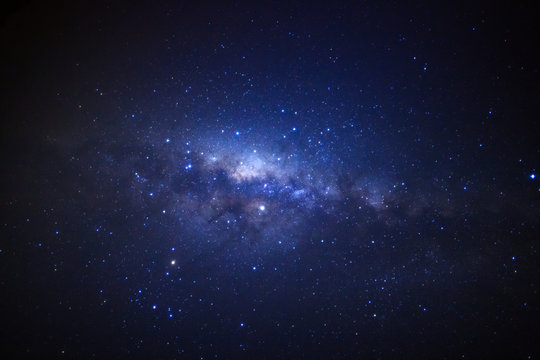 Milky way galaxy. Long exposure photograph.With grain