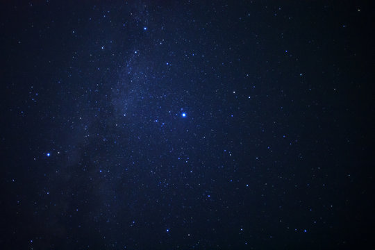 Milky way galaxy. Long exposure photograph.With grain