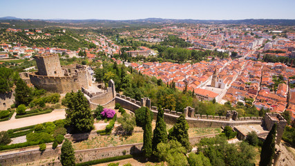 Fototapeta premium Aerial panoramic view of the city of Tomar fron Monastrty convento de cristo