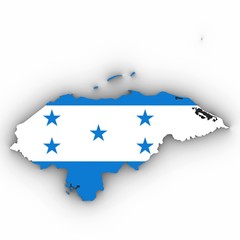 Fototapeta premium Honduras Map Outline with Honduran Flag on White with Shadows 3D Illustration