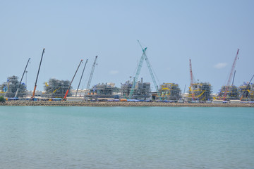 Fototapeta premium mobile cranes are construction factory