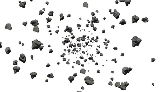 4k Meteorite mining stone tumbling in outer space asteroids universe,meteorites coal ore explosions debris particles background,adventure flying.