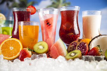 Variety of cold drinks, Summer  