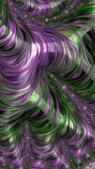 Purple green abstract fractal 3D illustration 