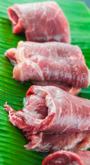 Fresh beef steak sliced on a background