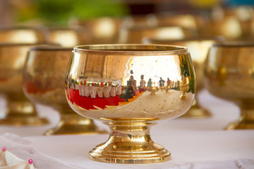 brass bowl in the temple