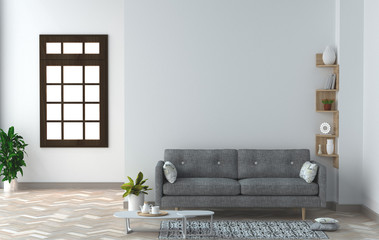 interior decoration design sofa and simple furniture set 3D illustration modern interior design