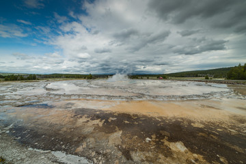 Great Fountain Geyser in the Firehole Lake area of Lower Geyser Basin of Yellowstone National Park