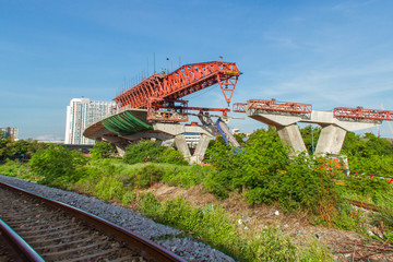 highway under the construction and railway