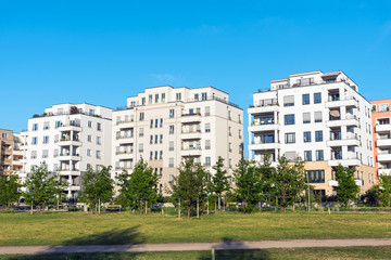 Modern multi-family houses seen in Berlin, Germany