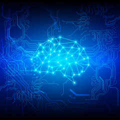abstract brain with circuit technology background. illustration vector design