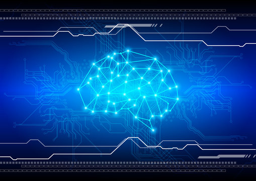 abstract brain with circuit technology background. illustration vector design