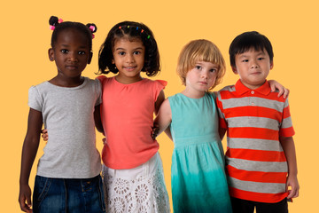 Group of multiracial kids portrait.Studio