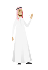 Young muslim businessman waving his hand.