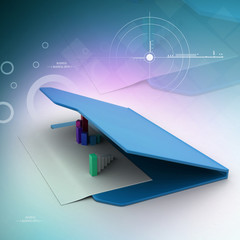 Folder icon with paper sheet and 3D Graph