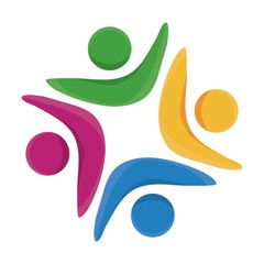 Abstract human figures in square shape colorful design vector illustration