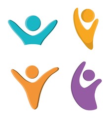 Abstract human figures icon set over white background colorful design vector illustration