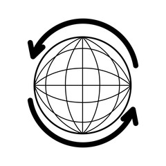sphere planet with arrow around vector illustration design