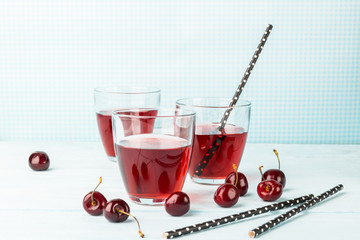 Summer cherry a refreshing drink in glass cups