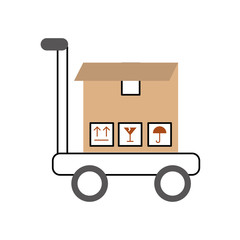 cart with boxes carton delivery icon vector illustration design