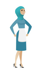 Fototapeta premium Young muslim angry cleaner screaming.