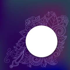 Hand-drawn circular banner with doodles pattern. Tribal ethnic background. Hand drawn stylish, trendy postcard. illustration with sketch.