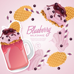 Fancy Milkshake in Cocktail Jar : Vector Illustration