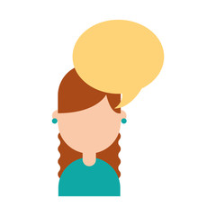 cute young girl with speech bubble avatar character vector illustration design