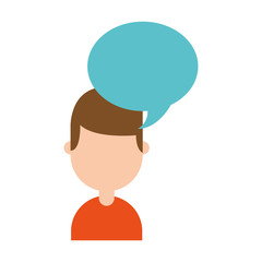 young man with speech bubble avatar character vector illustration design