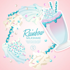 Fancy Milkshake in Cocktail Jar : Vector Illustration