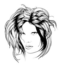 Vector Sketch. Beauty girl face on a white background
