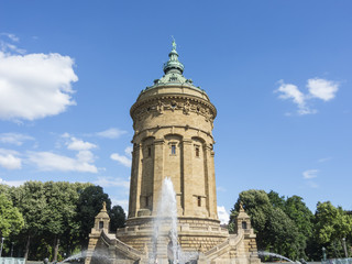 Fototapeta na wymiar Friedrichsplatz and the Wasserturm, Mannheim, Germany