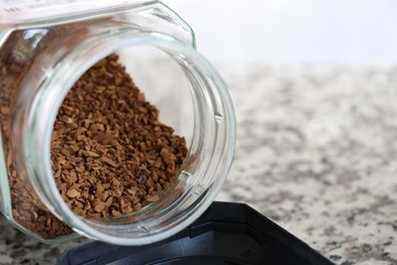 grain coffee,closed at grain coffee in clear glass bottle