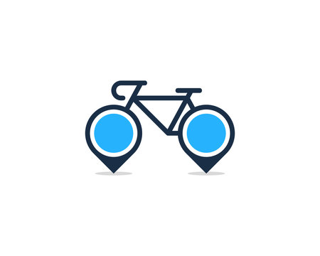 Bike Pin Icon Logo Design Element