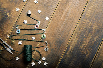 Sewing items Christmas backround