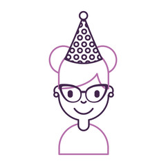 cute young girl with party hat avatar character vector illustration design