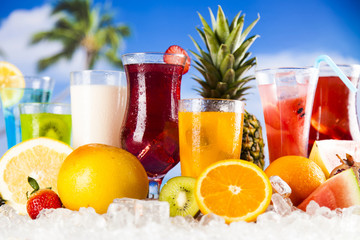 Cocktails in front of beach and sea